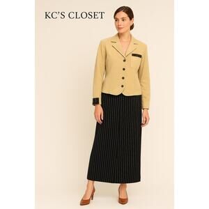 Desert Diva by Sherry Holt 2-Piece Corduroy Blazer & Pinstripe Skirt Set